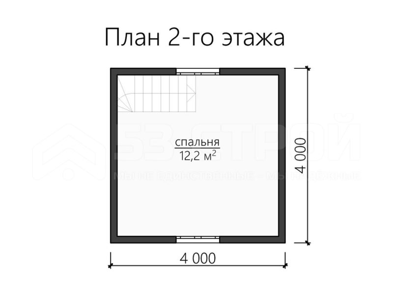 План второго этажа каркасного дома 5на4 с двумя спальнями