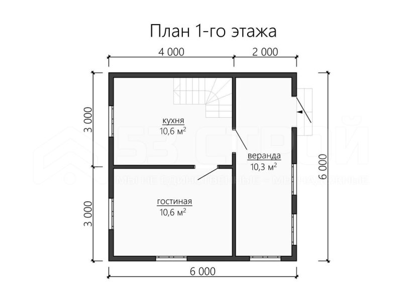 Планировка дома из бруса 6х6 с мансардой