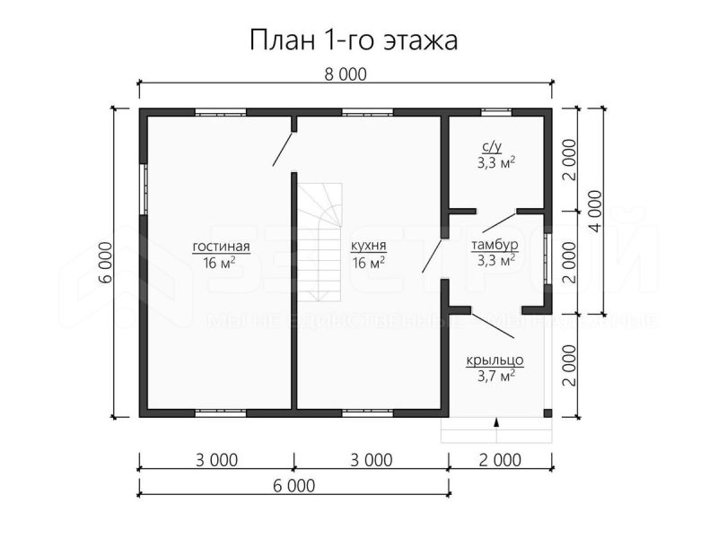 Планировка двухэтажного каркасного дома 6на8
