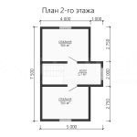 План второго этажа каркасного дома 6 на 7.5 с двумя спальнями - превью