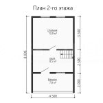 План второго этажа дома из бруса 6х8 с одной спальней - превью