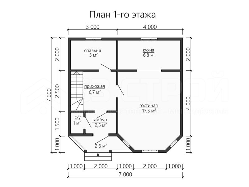 Планировка двухэтажного каркасного дома 7на7