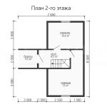 План второго этажа каркасного дома 6 на 8 с двумя спальнями - превью