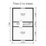 План второго этажа каркасного дома 7 на 9 с двумя спальнями - превью