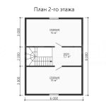 План второго этажа дома из бруса 6х8 с двумя спальнями - превью