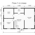 Планировка дома из бруса 6х9 с мансардой - превью