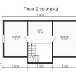 План второго этажа каркасного дома 6 на 9 с тремя спальнями - превью
