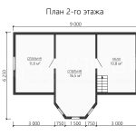 План второго этажа дома из бруса 6х9 с тремя спальнями - превью