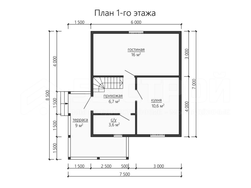Планировка двухэтажного дома из бруса 6х7