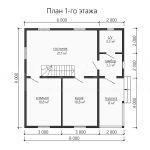 Планировка двухэтажного каркасного дома 8 на 8 - превью