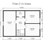 План второго этажа дома из бруса 8х8.5 с тремя спальнями - превью