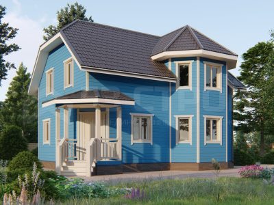 Дом из бруса с полувальмовой крышей 182ДБПК100