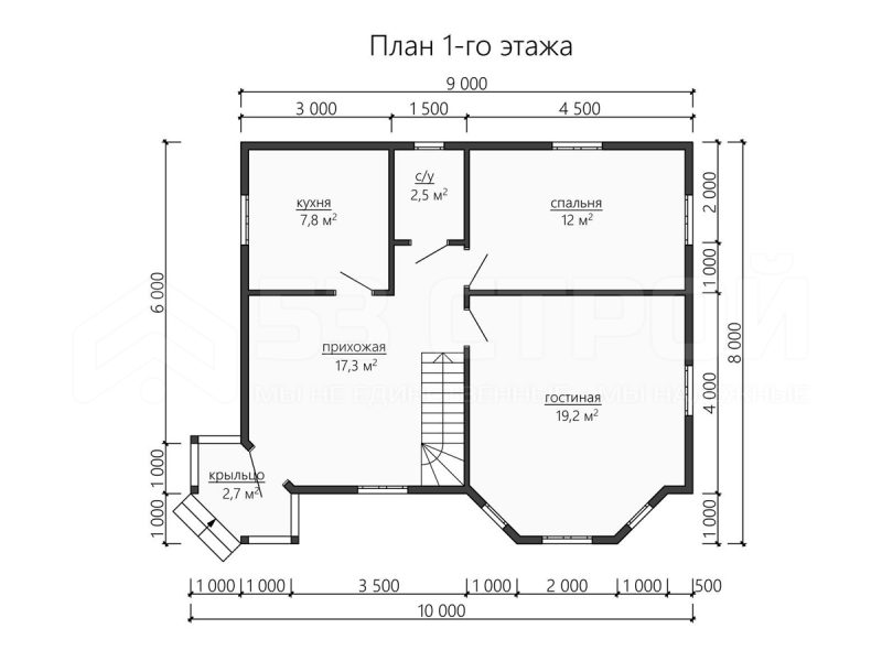 Планировка двухэтажного каркасного дома 8 на 9