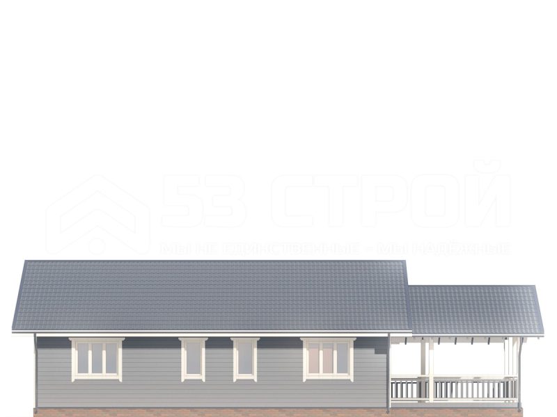 Проект дома из бруса 16.5х11 под ключ с двухскатной крышей