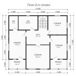 План второго этажа каркасного дома 11 на 12 с пятью спальнями - превью