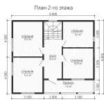 План второго этажа каркасного дома 8 на 9 с пятью спальнями - превью