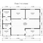 Планировка одноэтажного дома из бруса 8 на 11.5 - превью